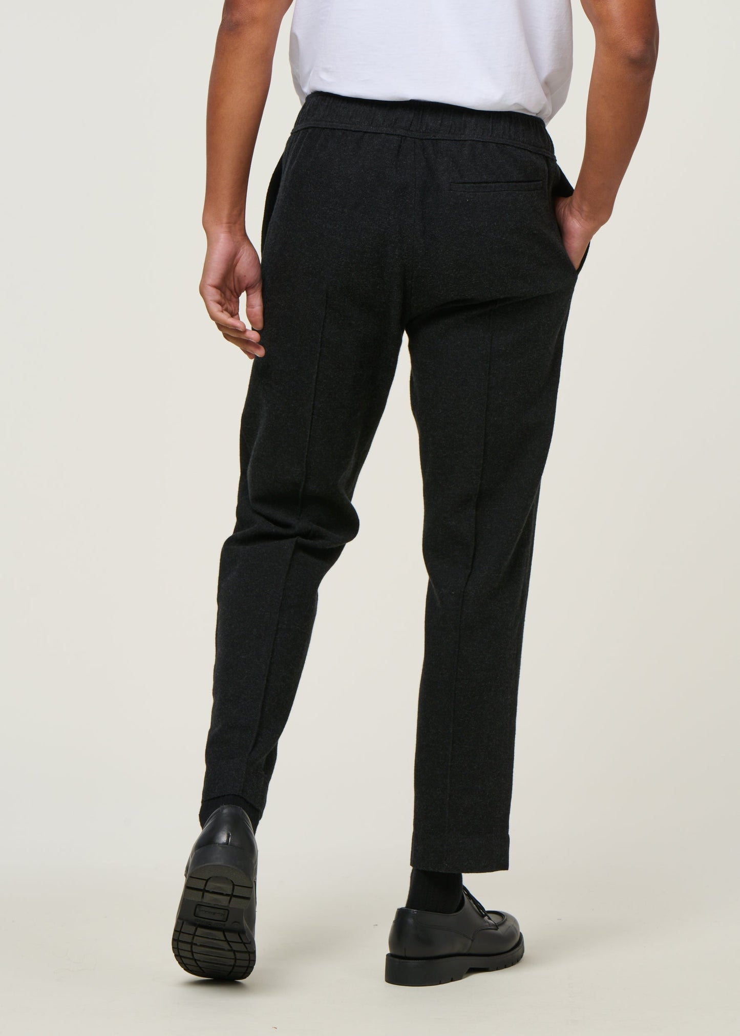 Pantalon flanelle en coton bio | noir "magnus - eco flannel mel black"
