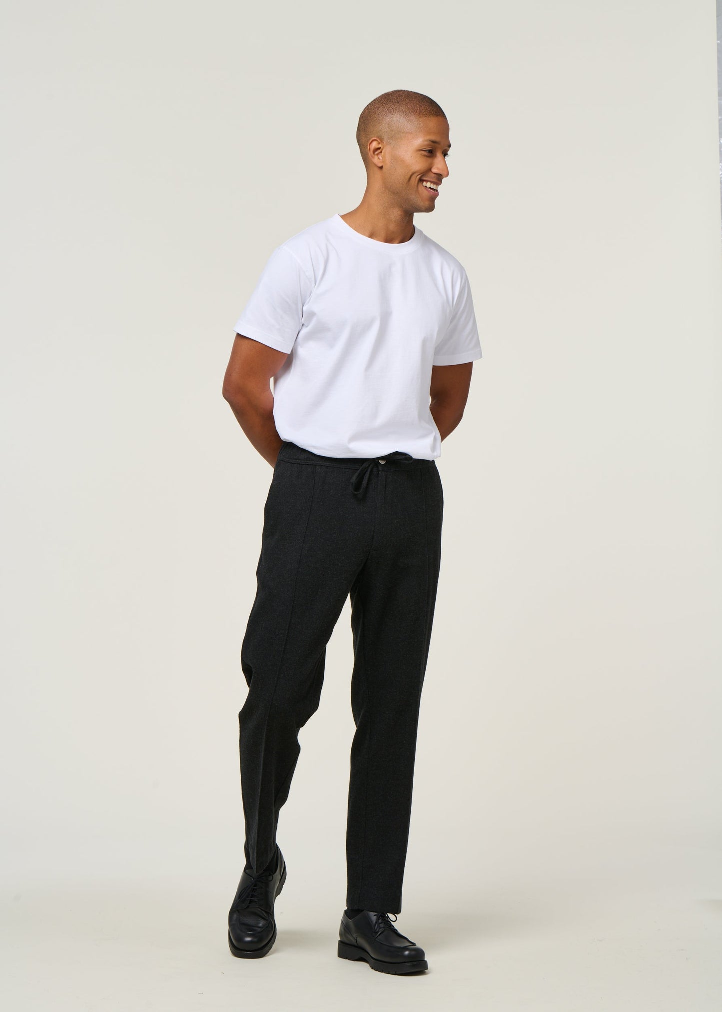 Pantalon flanelle en coton bio | noir "magnus - eco flannel mel black"