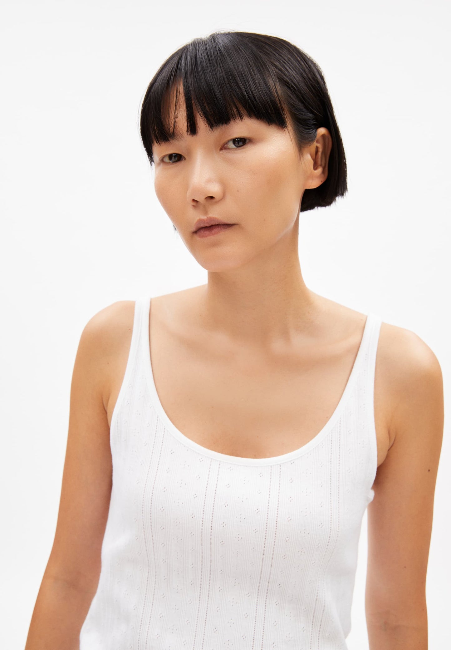 Débardeur pointelle en coton biologique | blanc "mahelitaa - white"