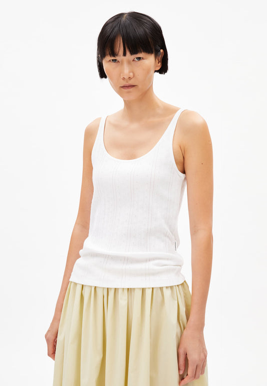 Débardeur pointelle en coton biologique | blanc "mahelitaa - white"