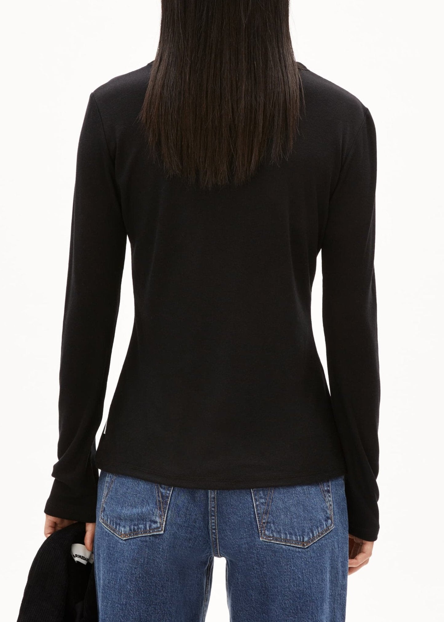 T-shirt manches longues en tencel® et laine bio | noir "maiaa luannaa - black"