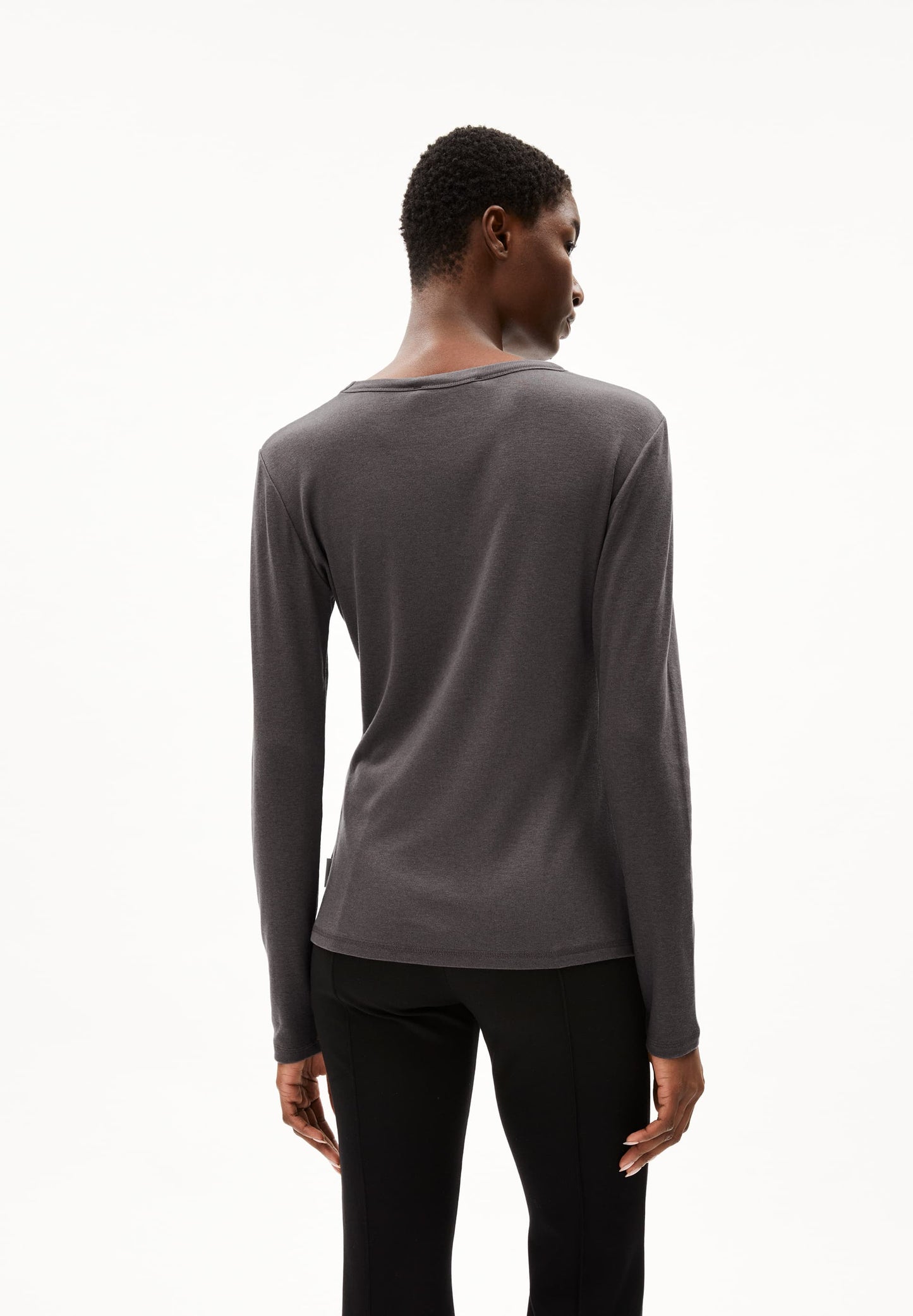 T-shirt manches longues en tencel et laine bio | gris "maiaa luannaa - iron cast"