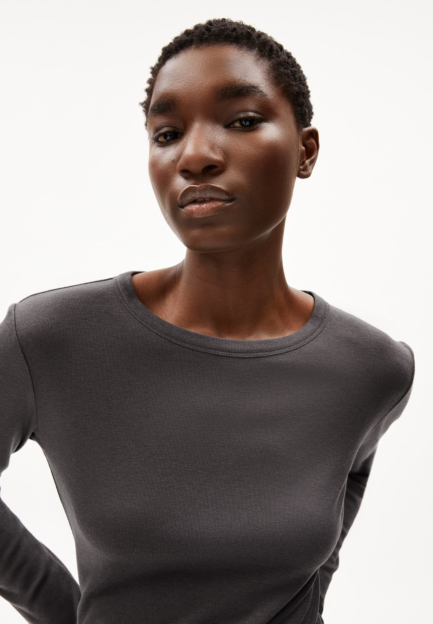 T-shirt manches longues en tencel et laine bio | gris "maiaa luannaa - iron cast"