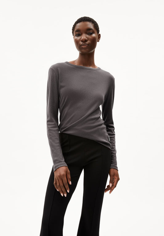T-shirt manches longues en tencel et laine bio | gris "maiaa luannaa - iron cast"