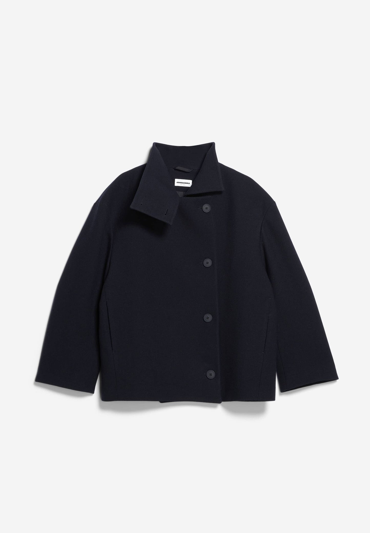 Manteau court en laine bio | marine "majelaa - night sky"