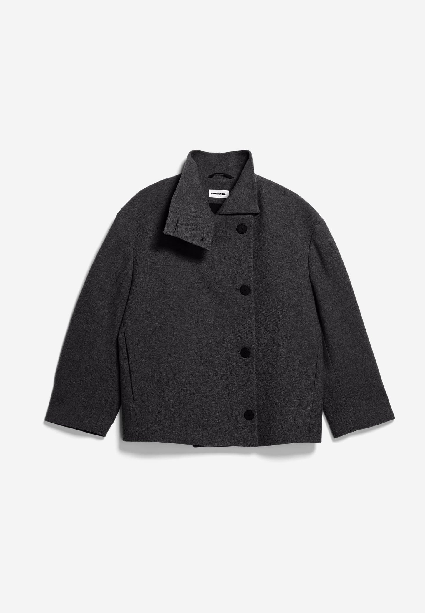 Manteau court en laine bio | gris foncé "majelaa - steel melange"