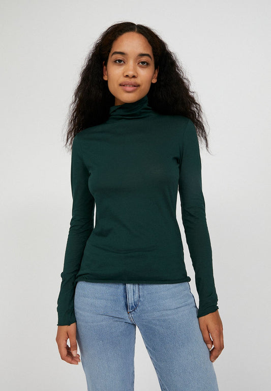 T-shirt manches longues à col roulé vert bouteille - MALENAA