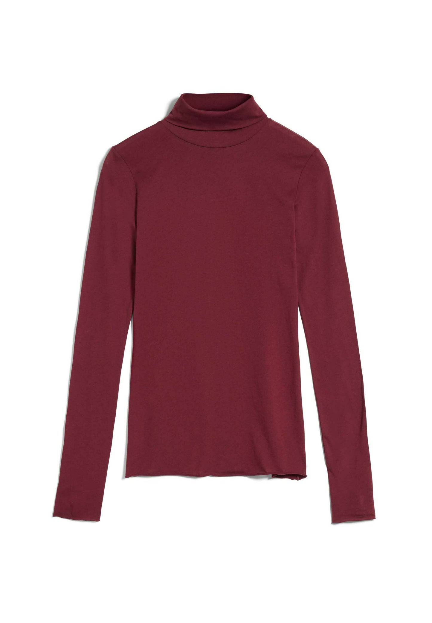 T-shirt manches longues col roulé rouge en coton bio - Malenaa
