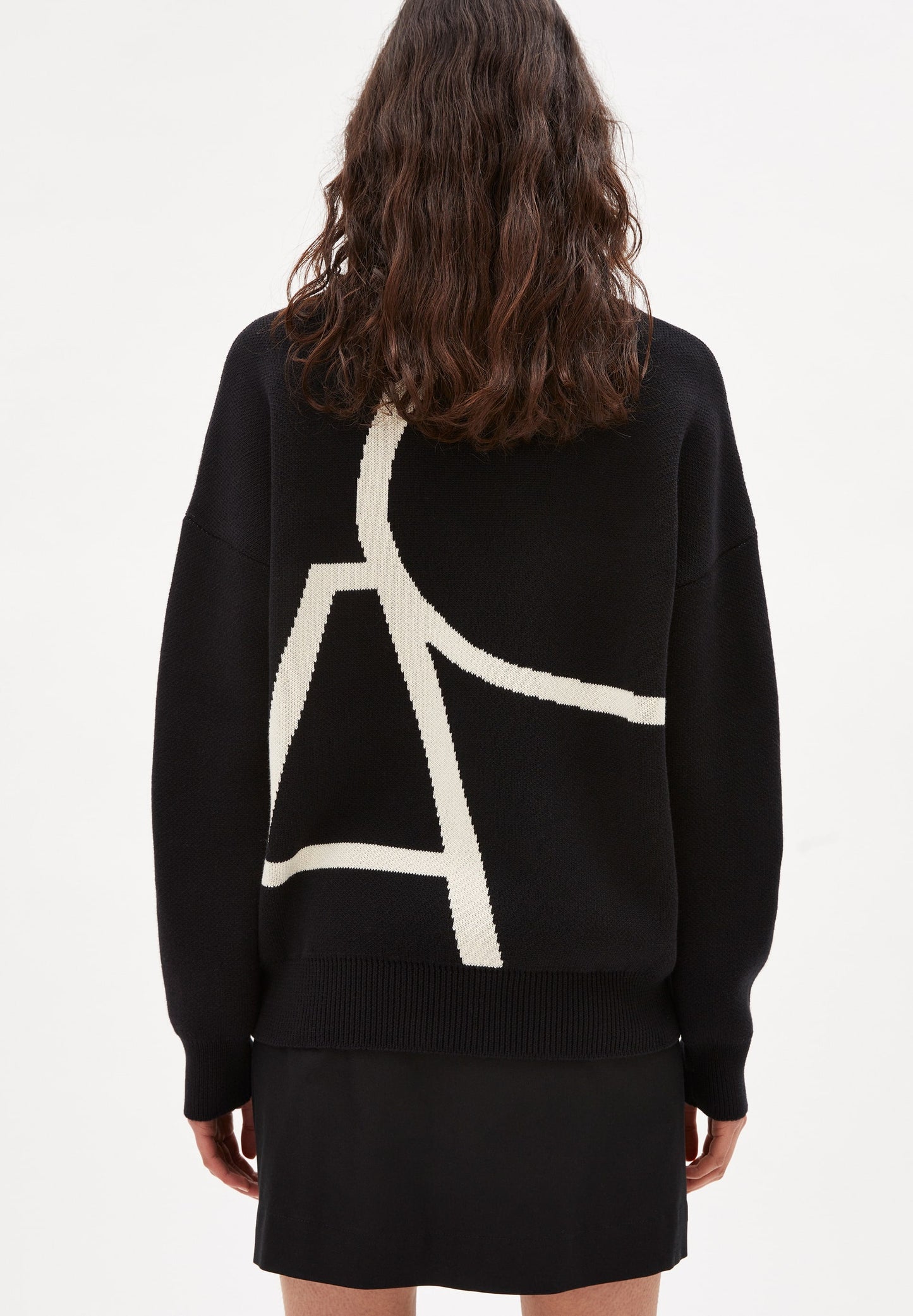 Pull bicolore en coton bio - MANIAA LOGOMANIA black-oatmilk