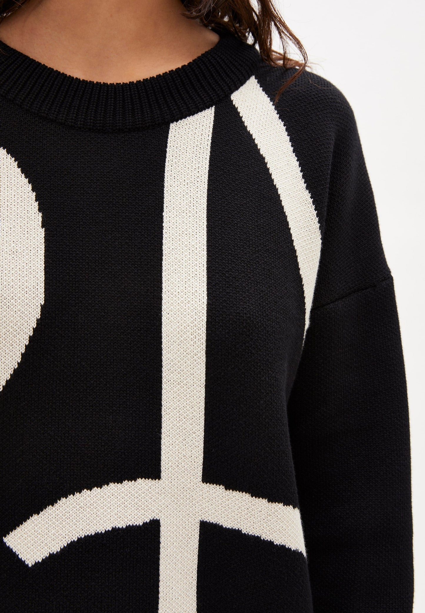 Pull bicolore en coton bio - MANIAA LOGOMANIA black-oatmilk