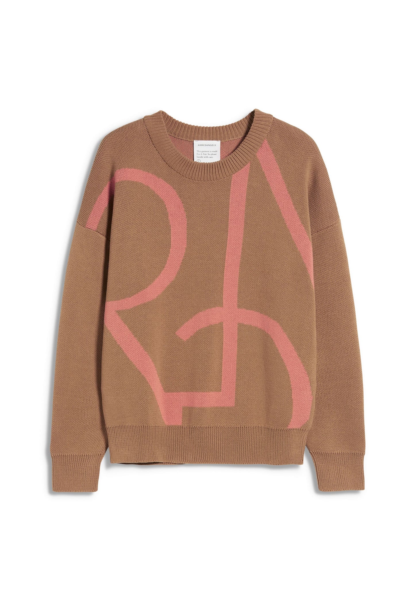 Pull bicolore en coton bio - MANIAA LOGOMANIA smoky almond-pink maple