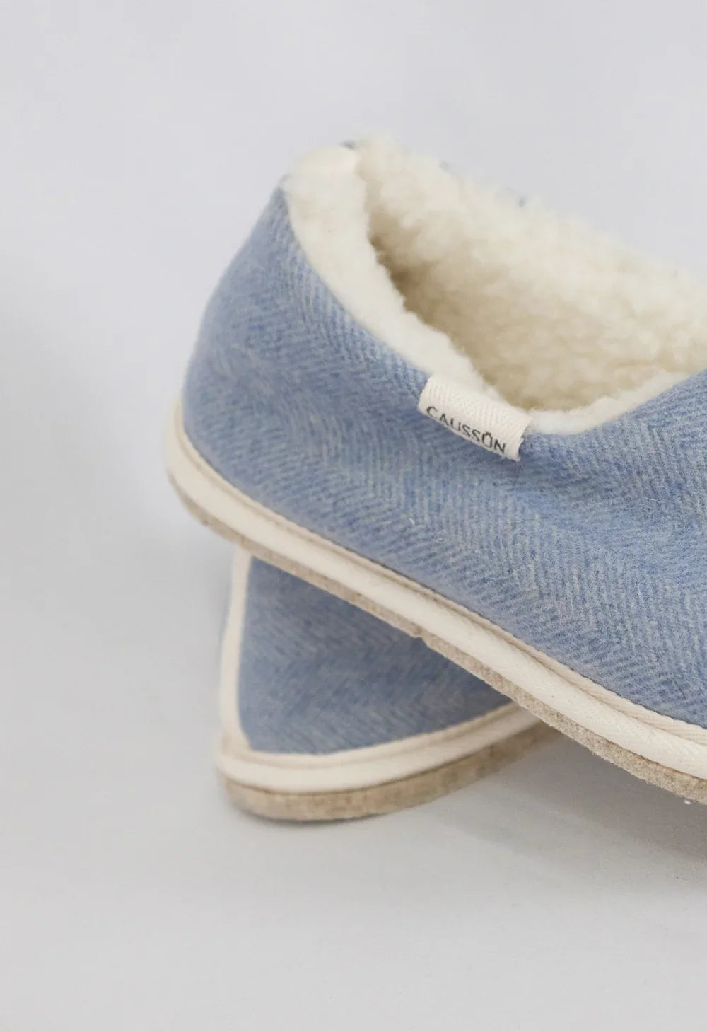 Chaussons en laine francaise | bleu "marcel chevrons bleu"