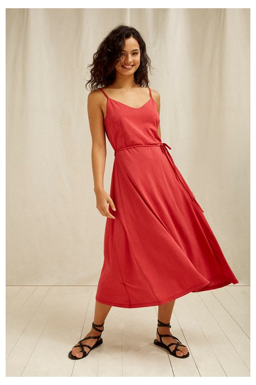 Robe longue rouge en tencel et coton bio - Marcy