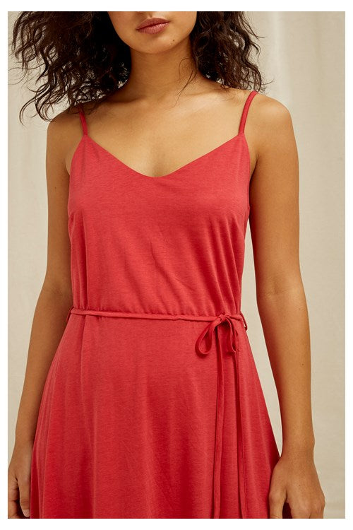 Robe longue rouge en tencel et coton bio - Marcy