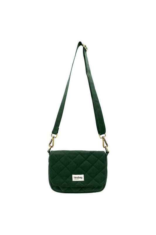 Sac bandoulière matelassé en coton bio | vert "margault sapin matelasse"
