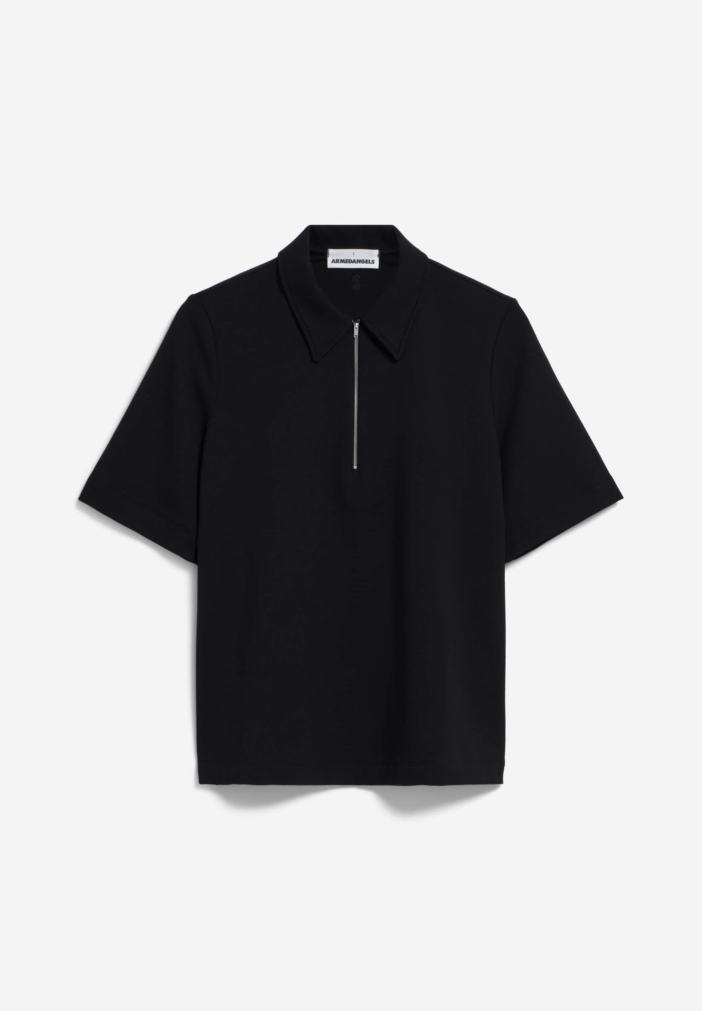 Top col zippé en coton bio et modal | noir "mariaa guadalupe black"