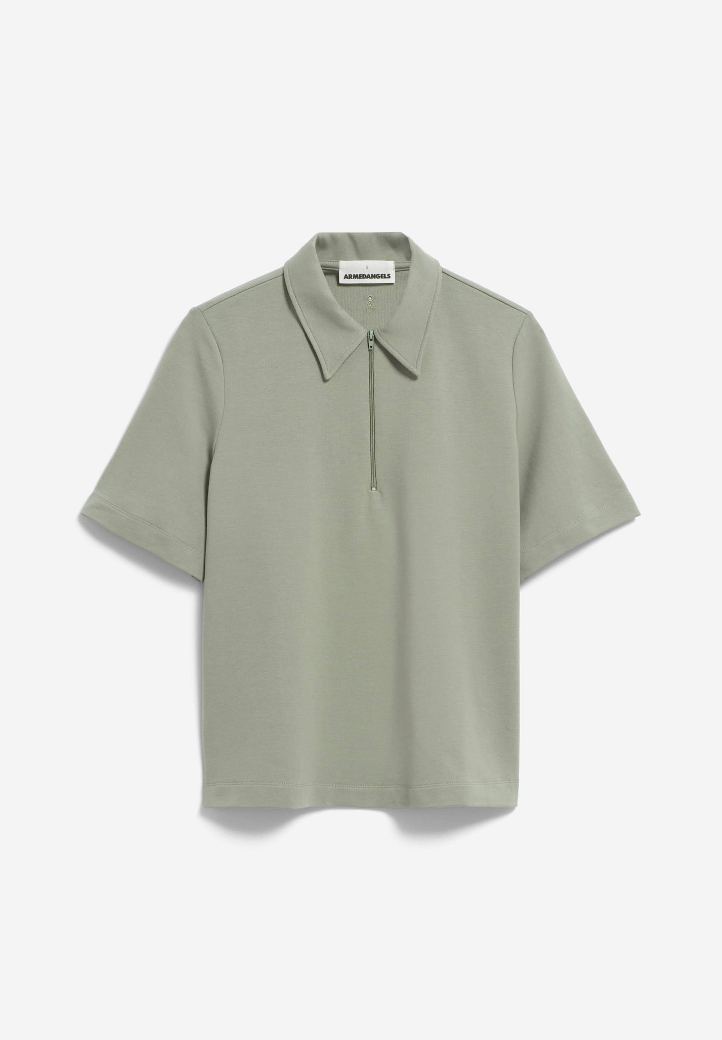 Top col zippé en coton bio et modal | vert "mariaa guadalupe grey green"
