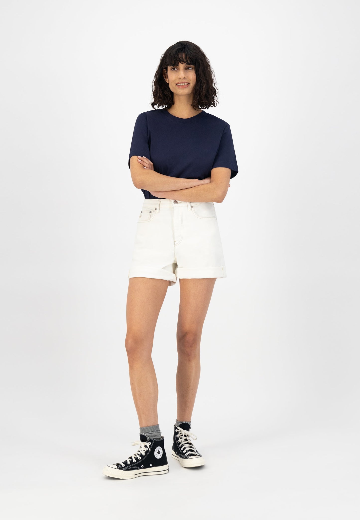 Short en jean en coton bio et recyclé | Écru "marilyn short off white"