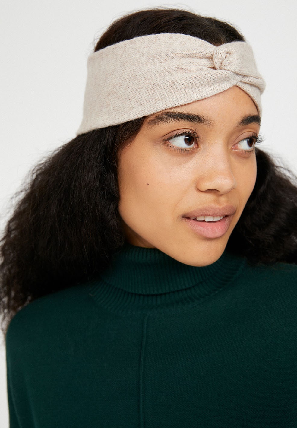 Bandeau beige en coton et laine bio - Maritaa