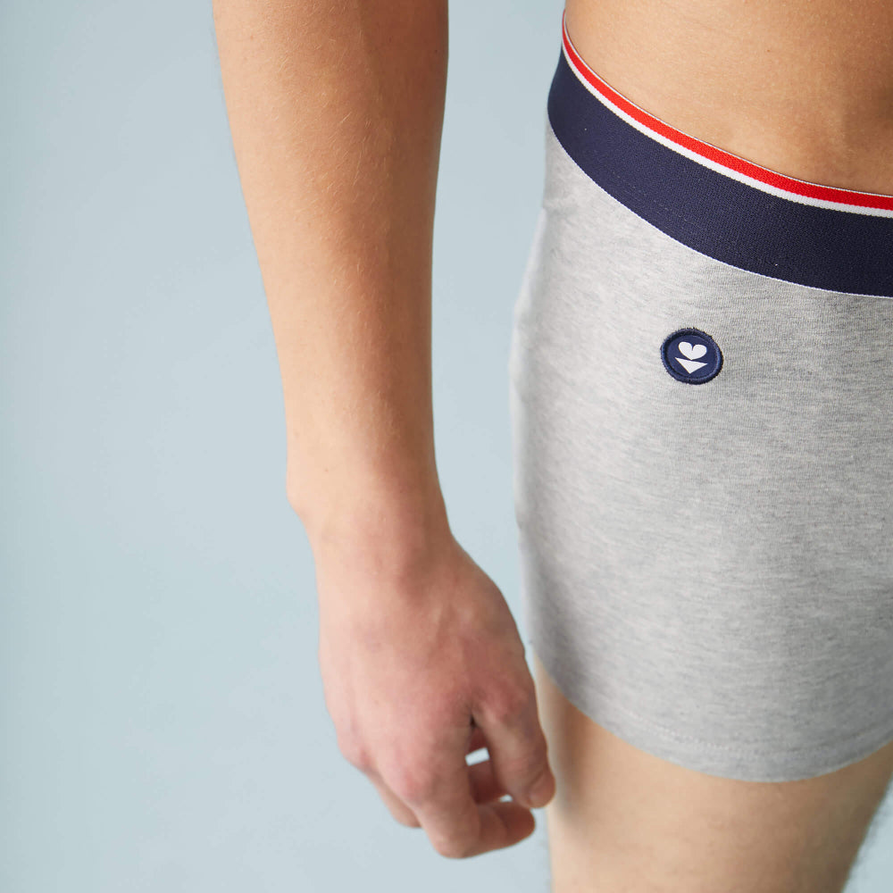 Boxer made in France en coton bio | gris "marius plus gris chine"