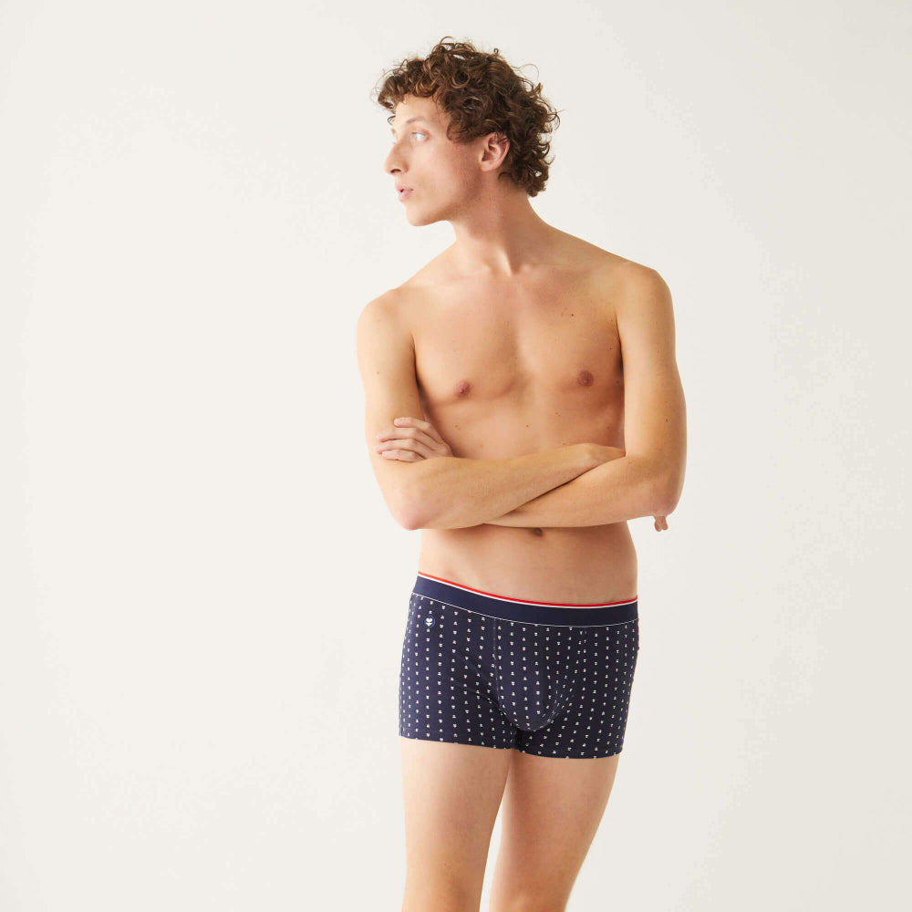Boxer marine à motifs en coton bio - marius plus - localove