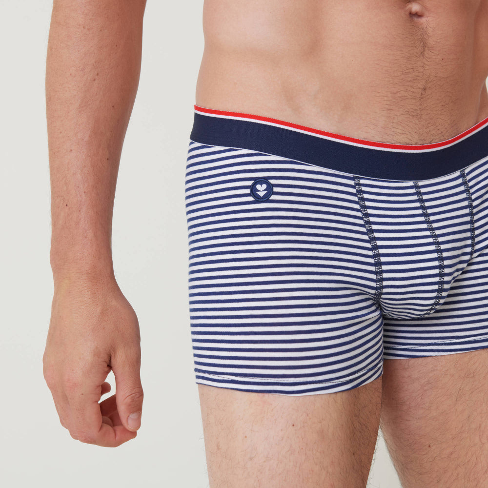 Boxer made in France rayé en coton bio | bleu "marius plus mariniere lsf"