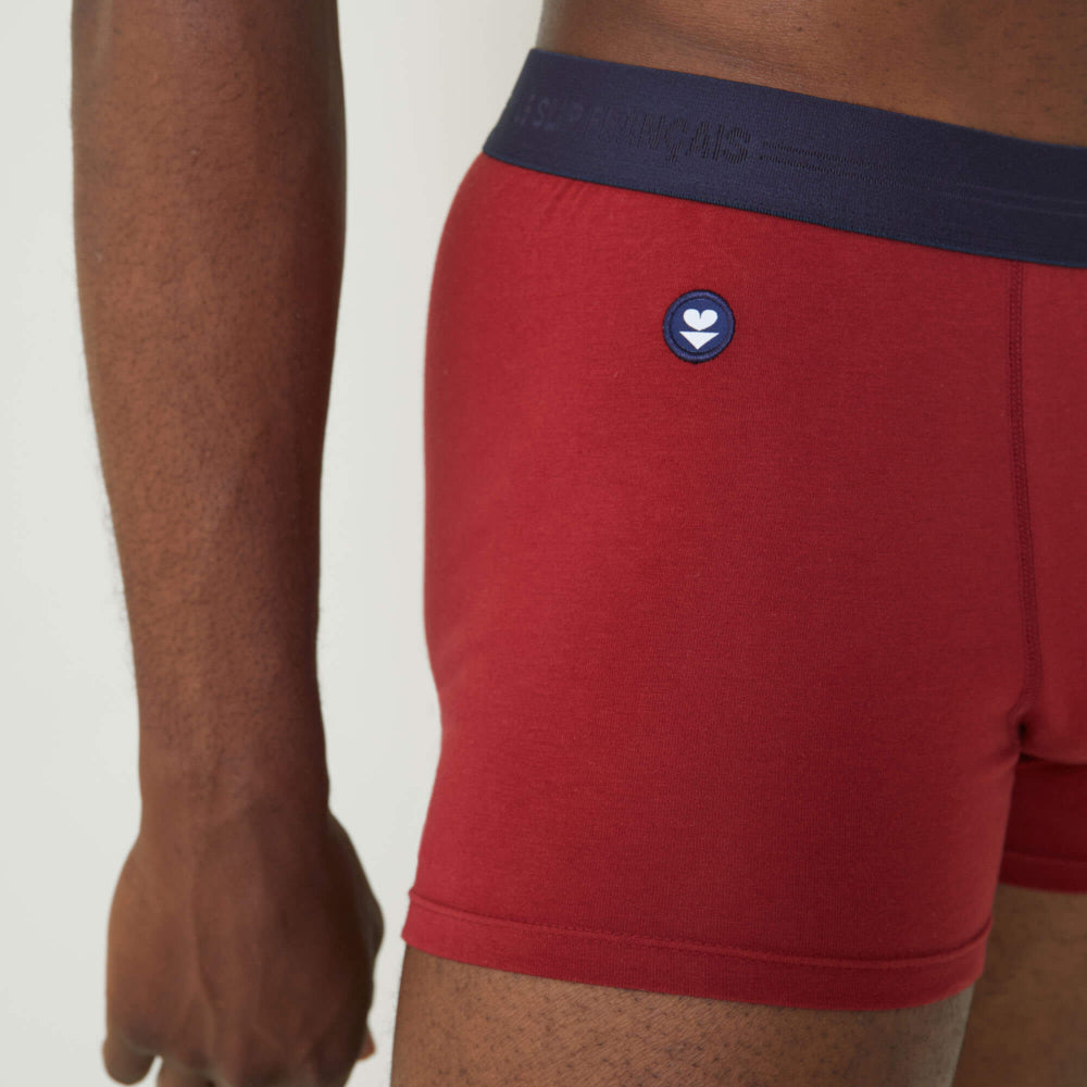 Boxer rouge en coton bio - marius - rouge flamboyant
