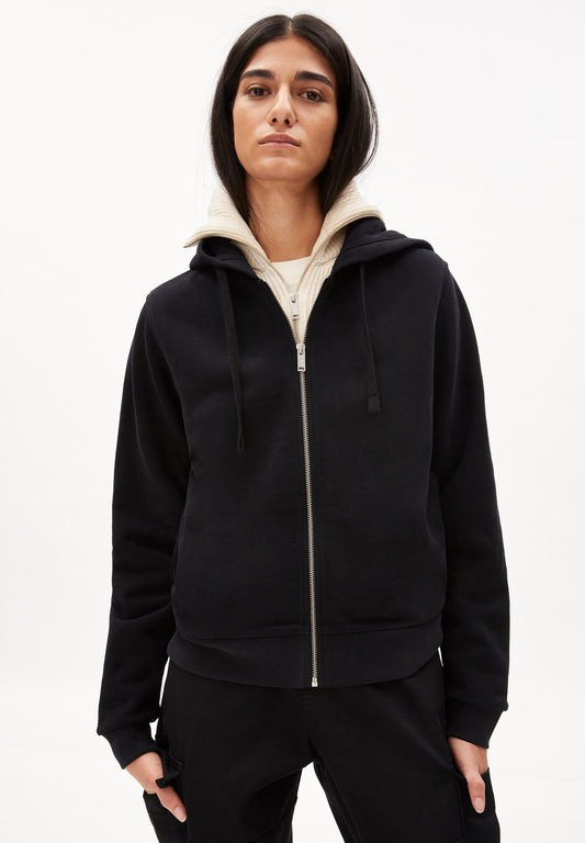 Veste noire zippée en coton biologique - marlinaa black