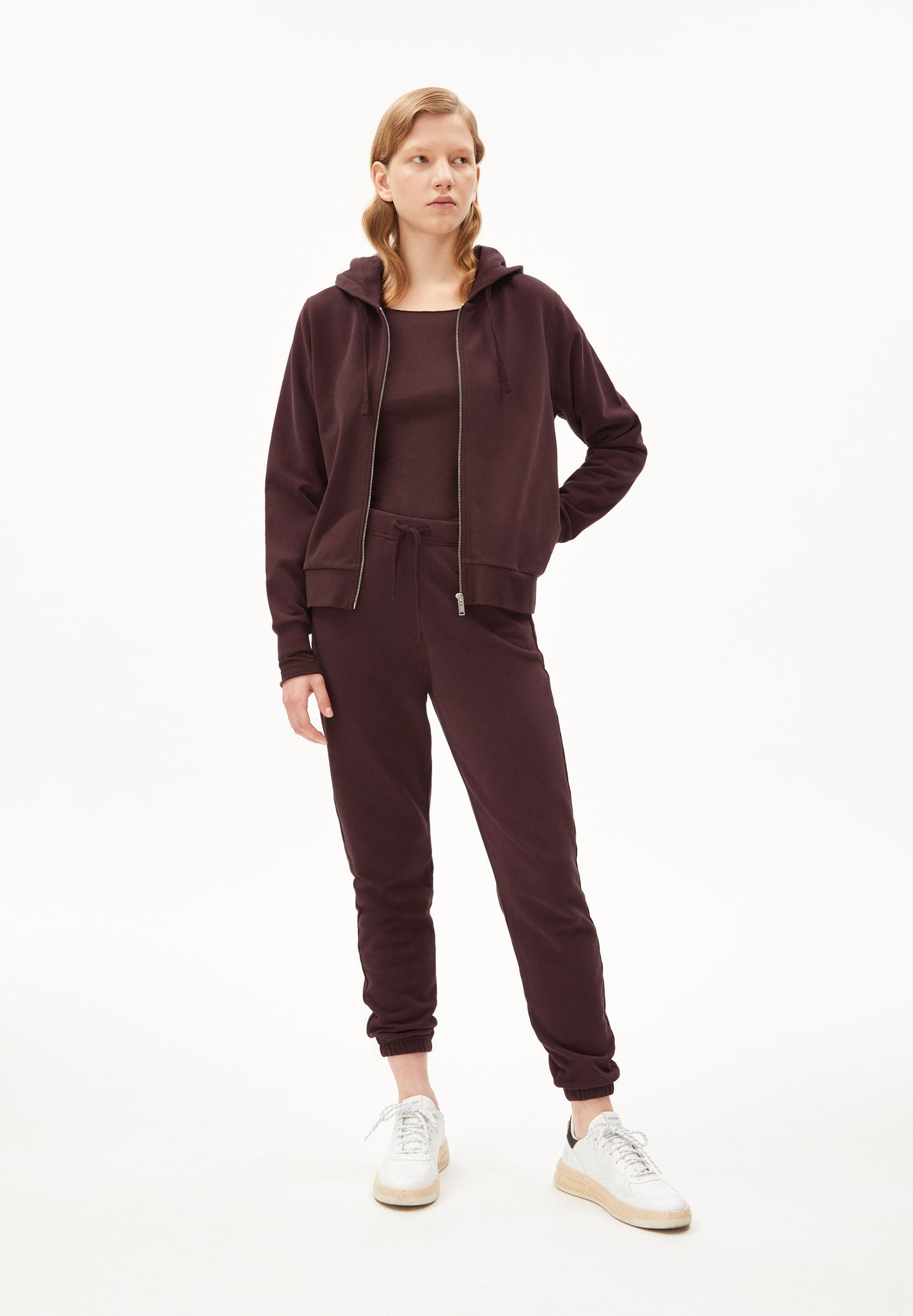 Sweat zippé violet foncé en coton biologique - marlinaa fudge