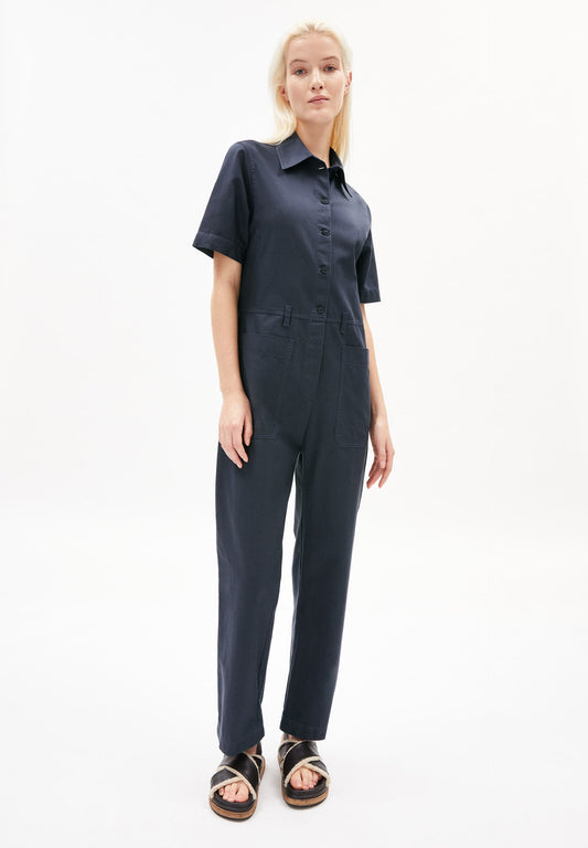 Combinaison longue bleu marine en coton bio et tencel - maruxaa night sky