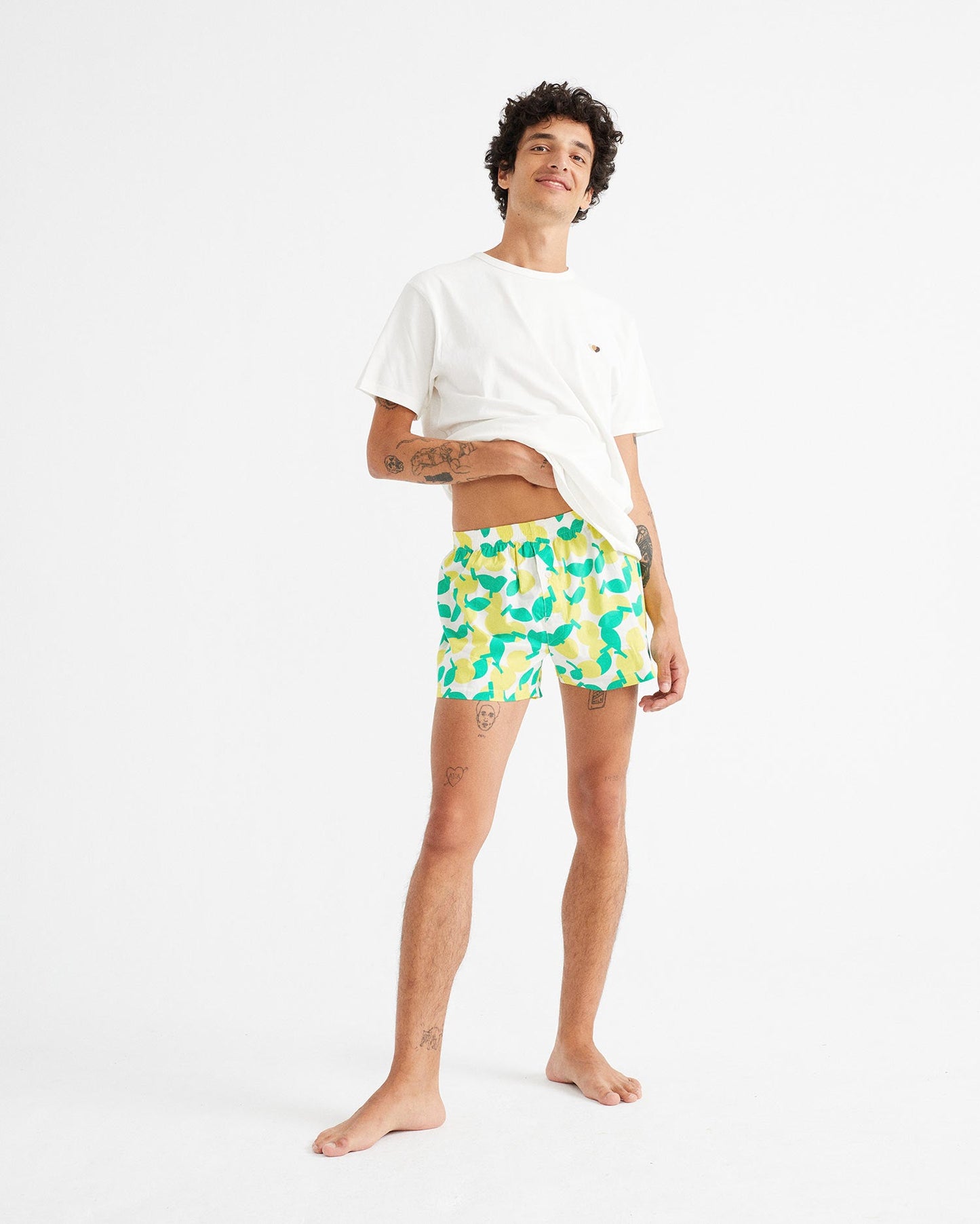 Caleçon à imprimés citrons en coton bio et tencel