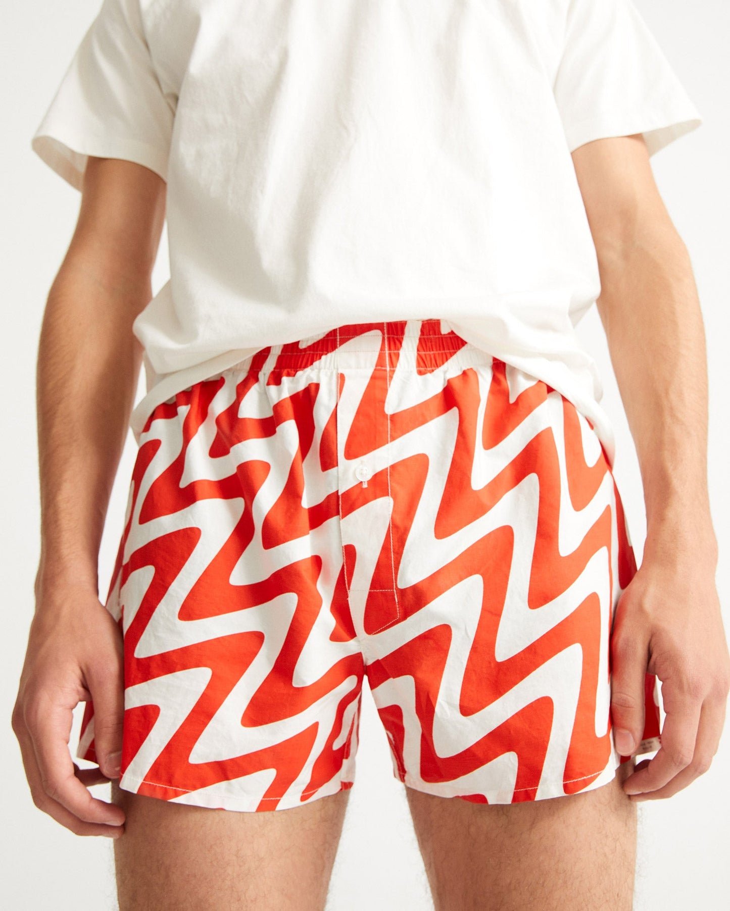 Caleçon bicolore rouge et blanc en coton bio - PSYCHO RED BOXER