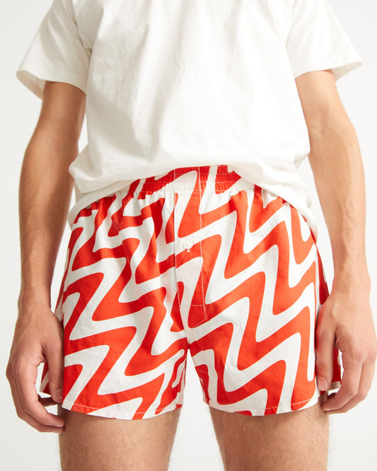 Caleçon bicolore rouge et blanc en coton bio - PSYCHO RED BOXER
