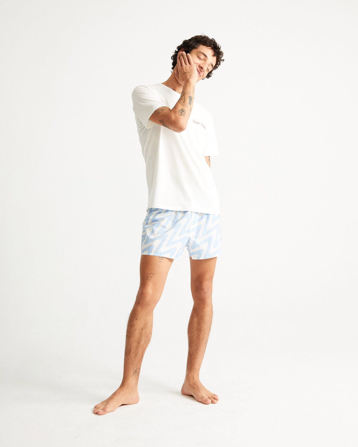 Caleçon bicolore bleu et blanc en coton bio - PSYCHO BOXER blue