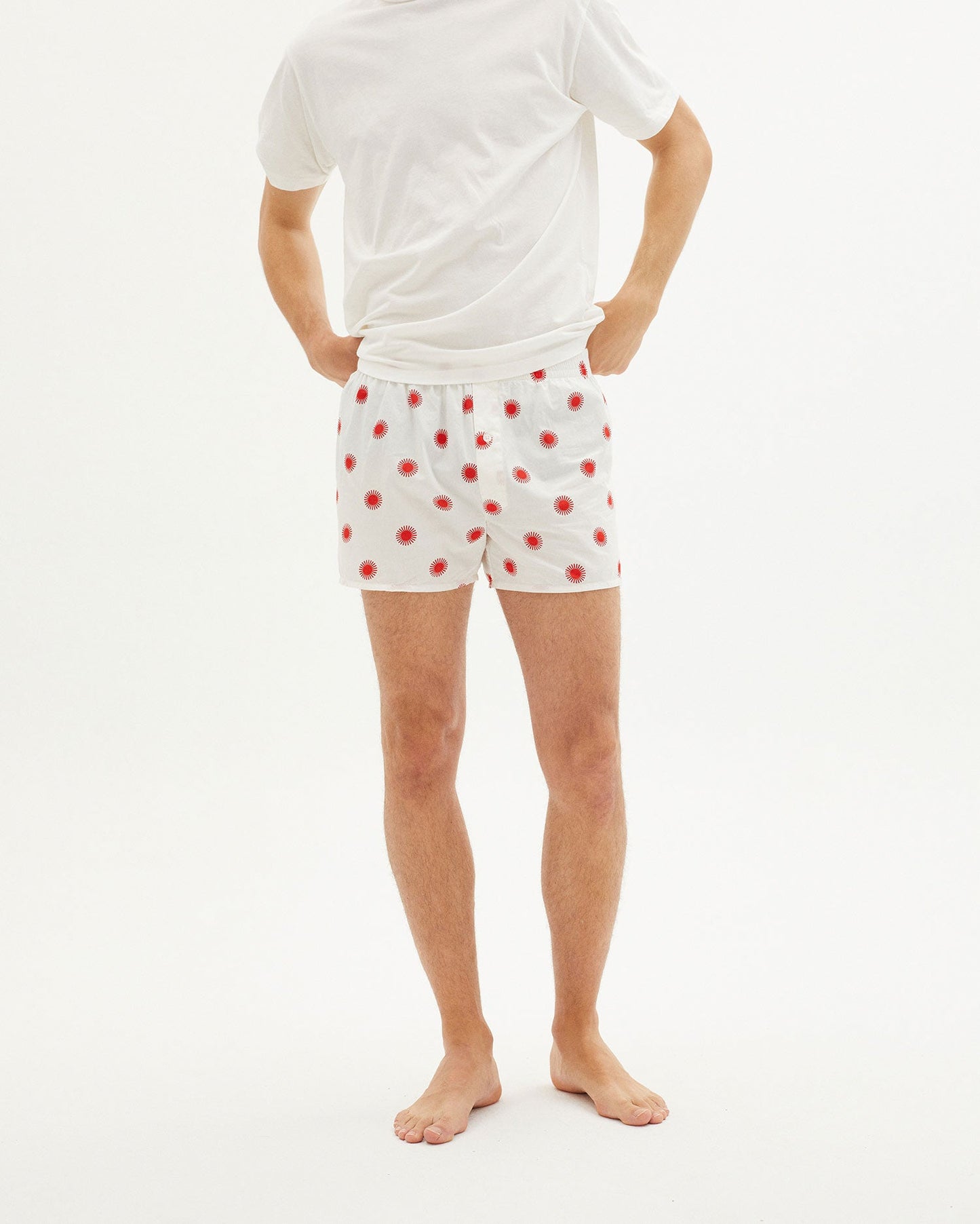 Caleçon blanc à motifs rouges - SOL RED BOXER