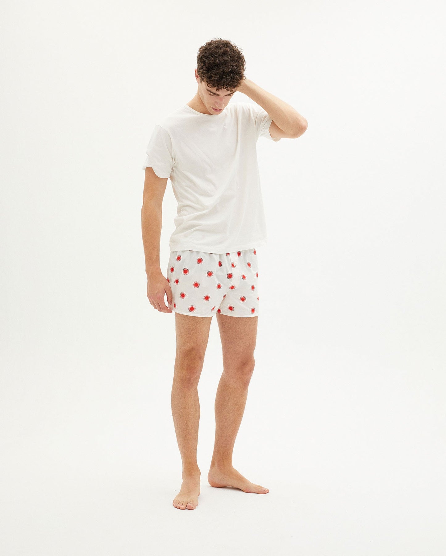 Caleçon blanc à motifs rouges - SOL RED BOXER