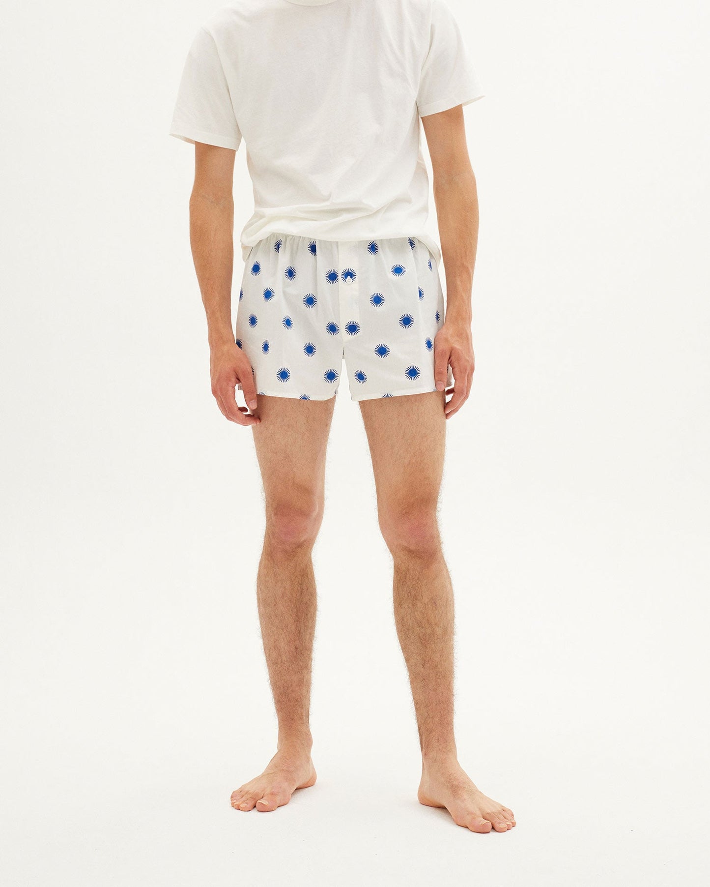 Caleçon blanc à motifs marine en coton bio - NAVY BOXER