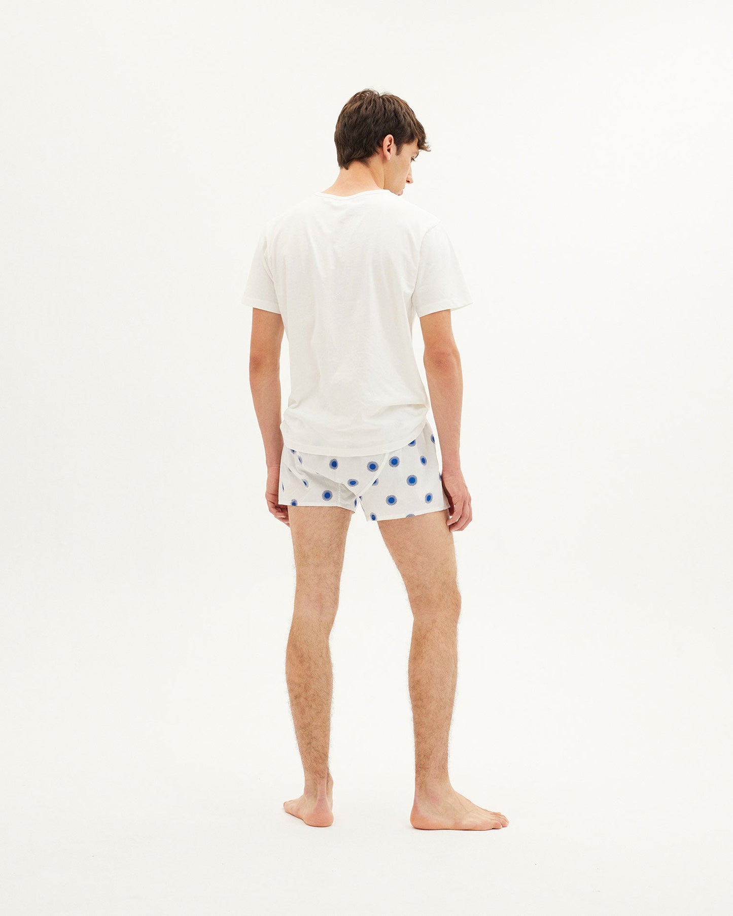 Caleçon blanc à motifs marine en coton bio - NAVY BOXER
