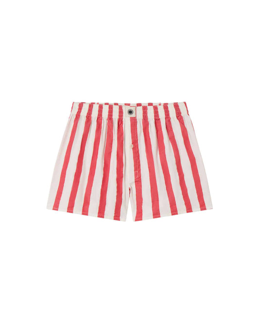 Caleçon en coton biologique | rouge "red maxi stripes boxer - red"