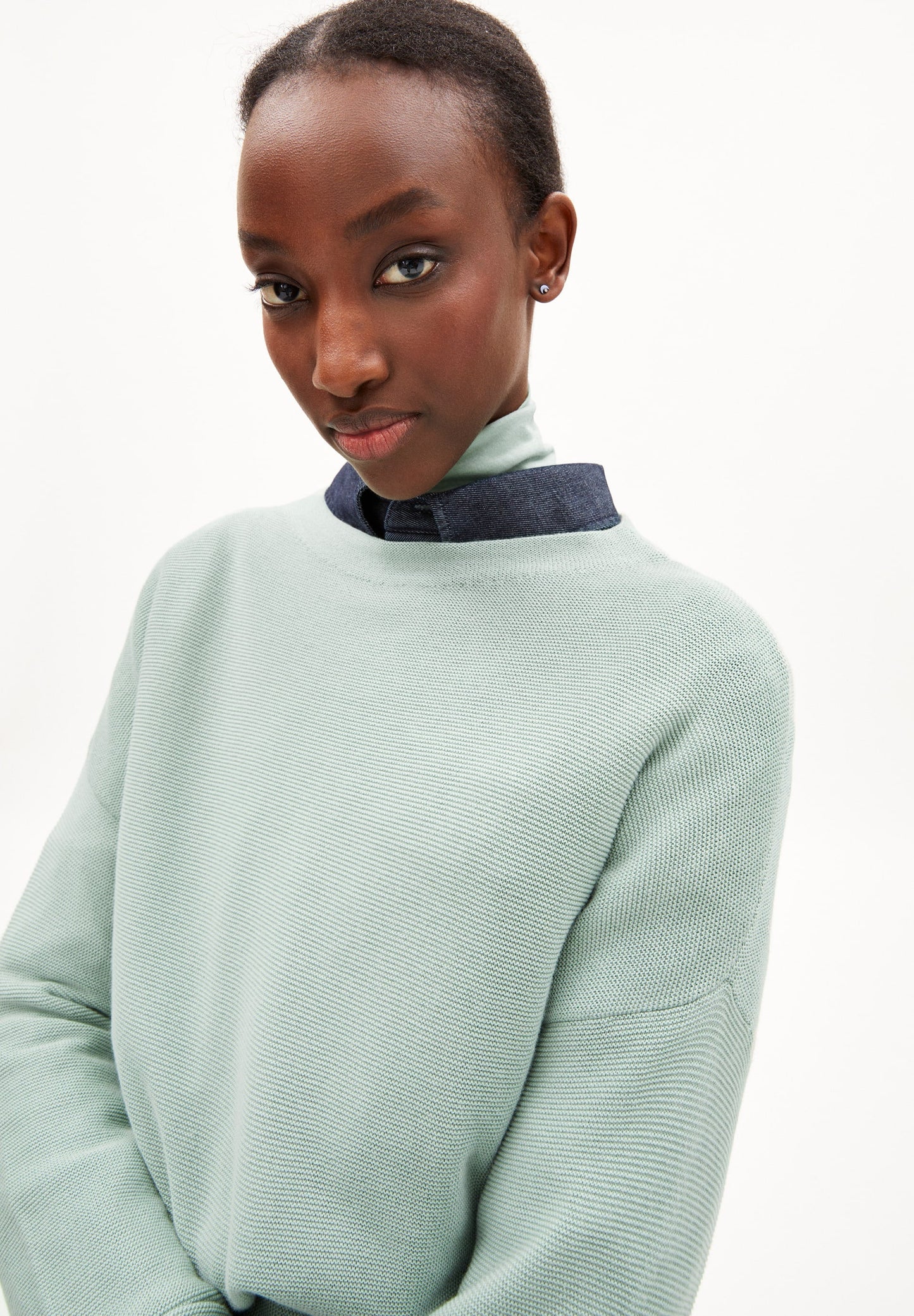 Pull vert d'eau en coton bio - medinaa lint
