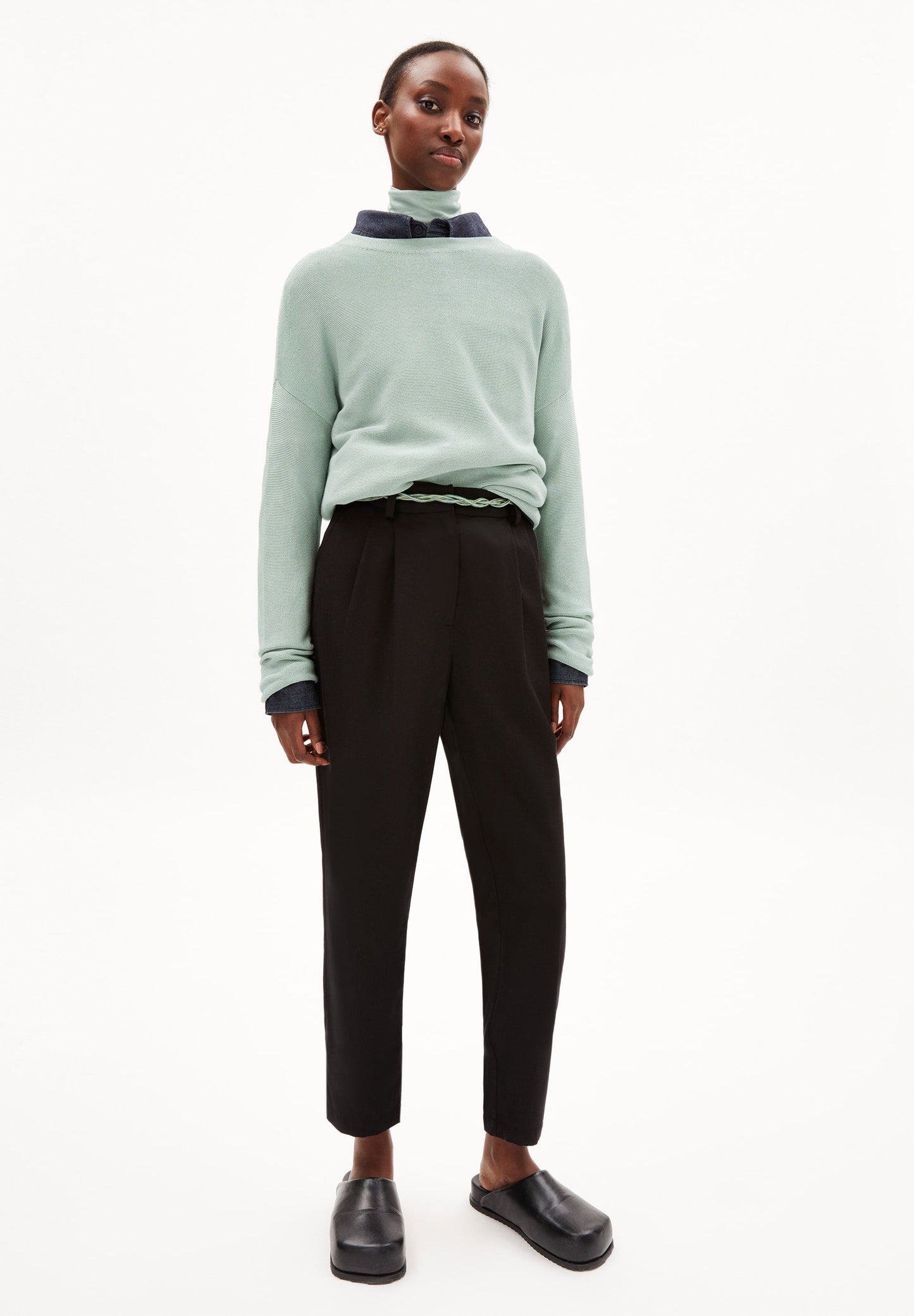 Pull vert d'eau en coton bio - medinaa lint