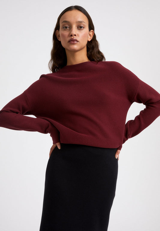Pull à col rond rouge en coton bio - Medinaa ruby red