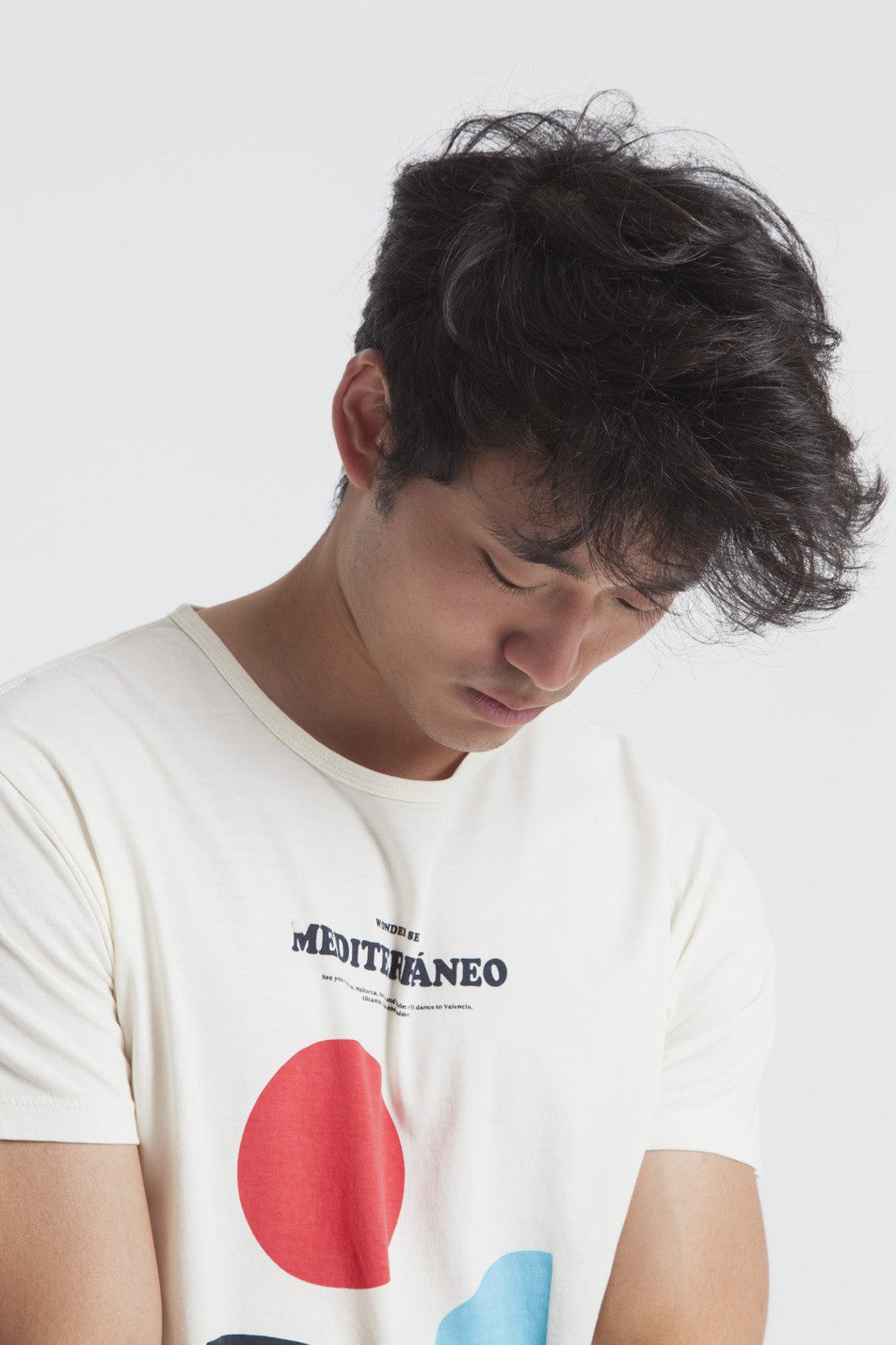 T-shirt imprimé blanc en coton bio - Mediterraneo