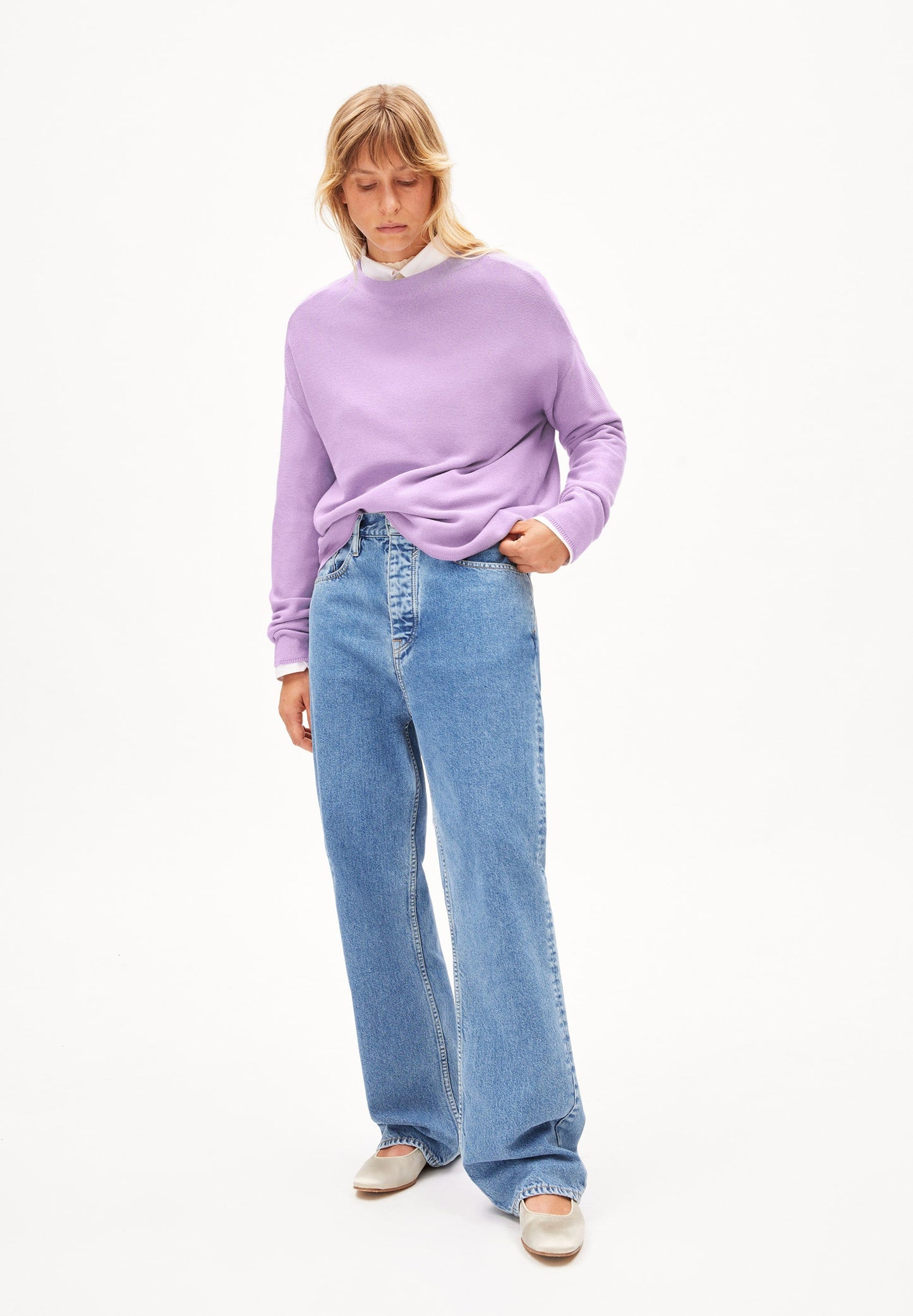 Pull ample en coton bio | Lilas "merinaa links links smart lilac"