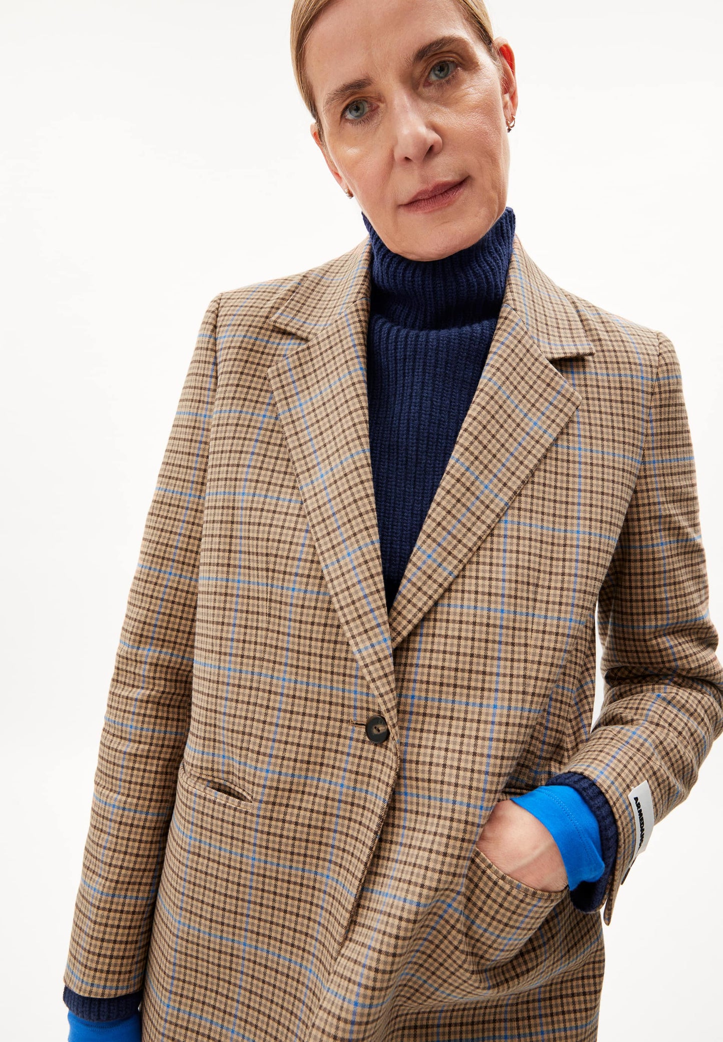 Blazer en coton bio | Carreaux "mikaala pattern dry bark"