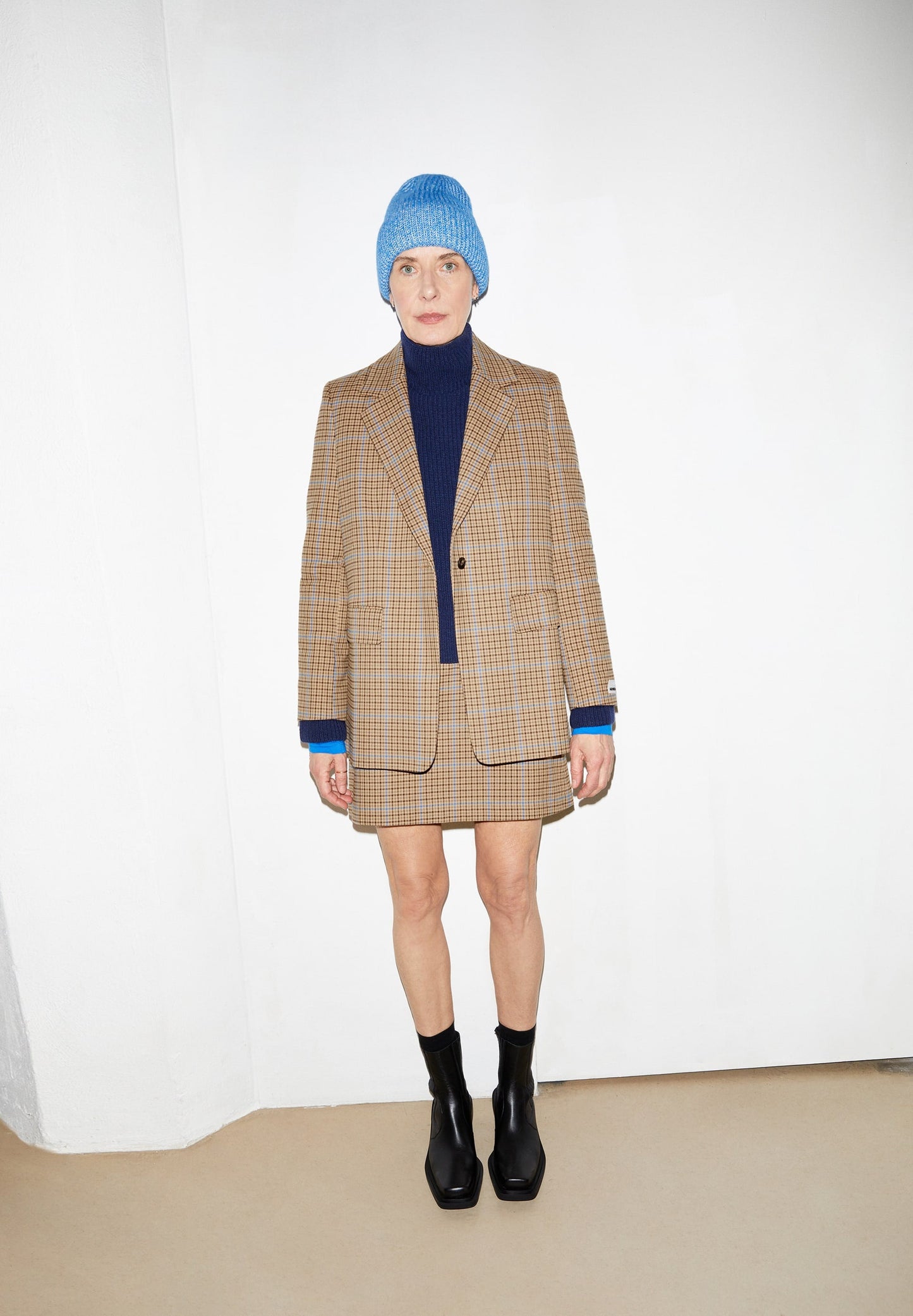 Blazer en coton bio | Carreaux "mikaala pattern dry bark"