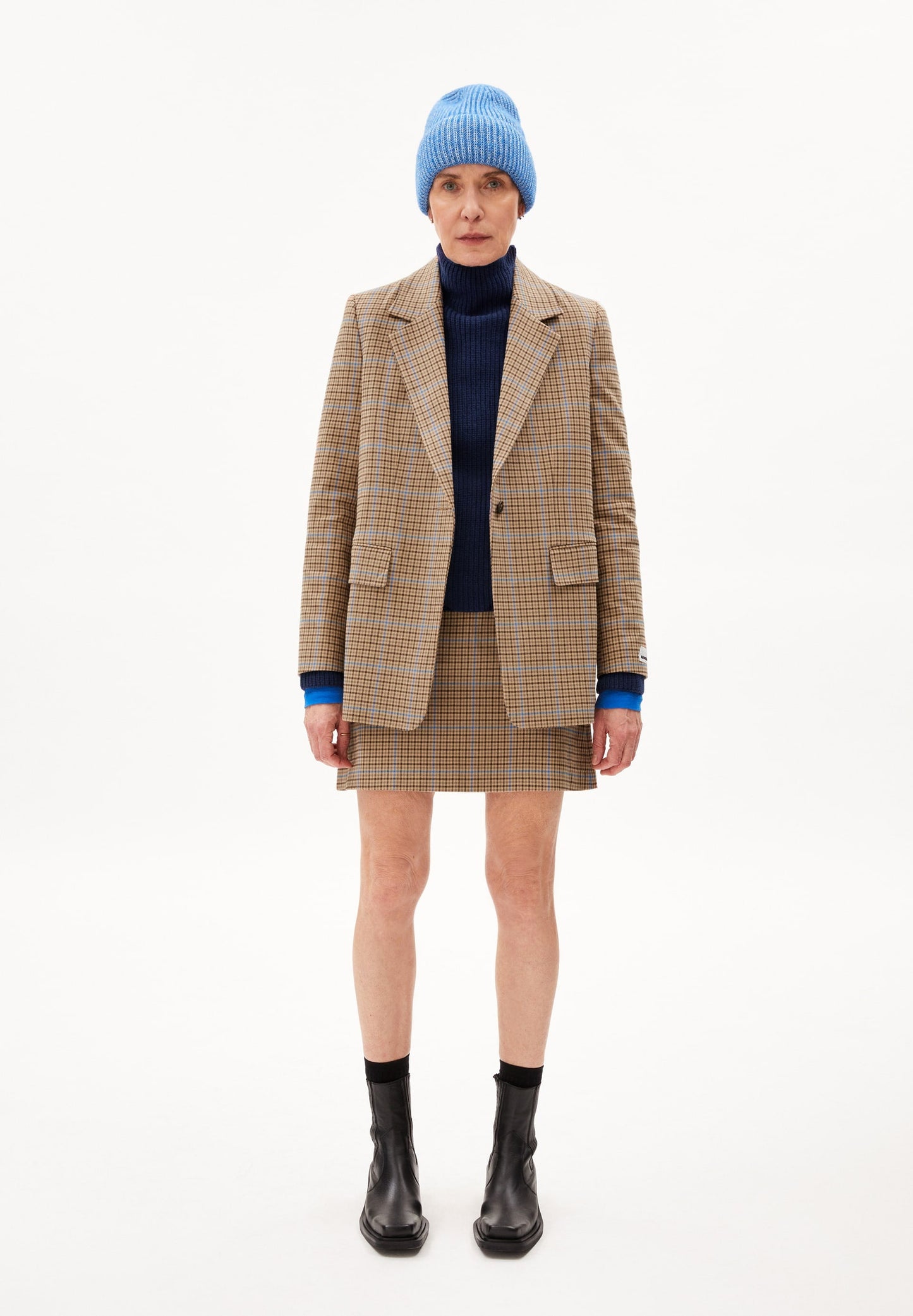 Blazer en coton bio | Carreaux "mikaala pattern dry bark"