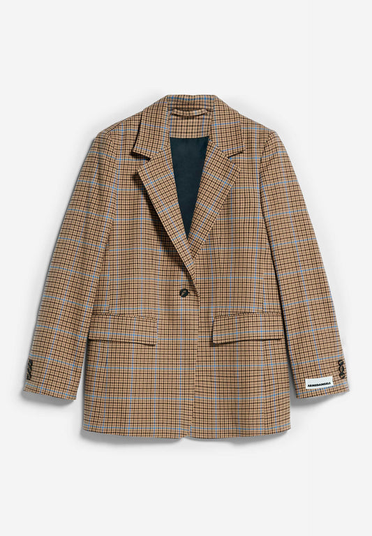 Blazer en coton bio | Carreaux "mikaala pattern dry bark"