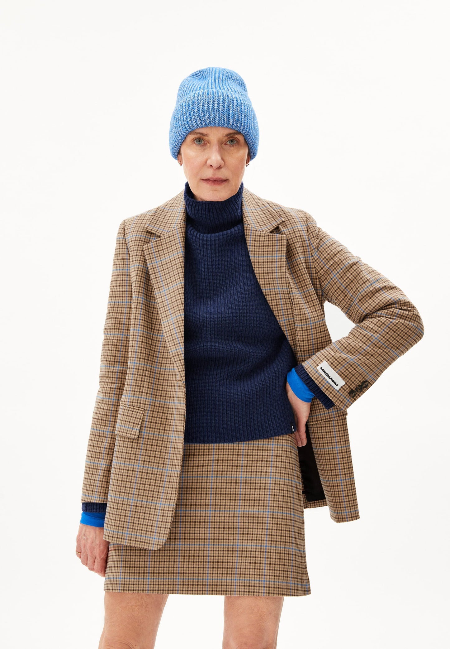 Blazer en coton bio | Carreaux "mikaala pattern dry bark"