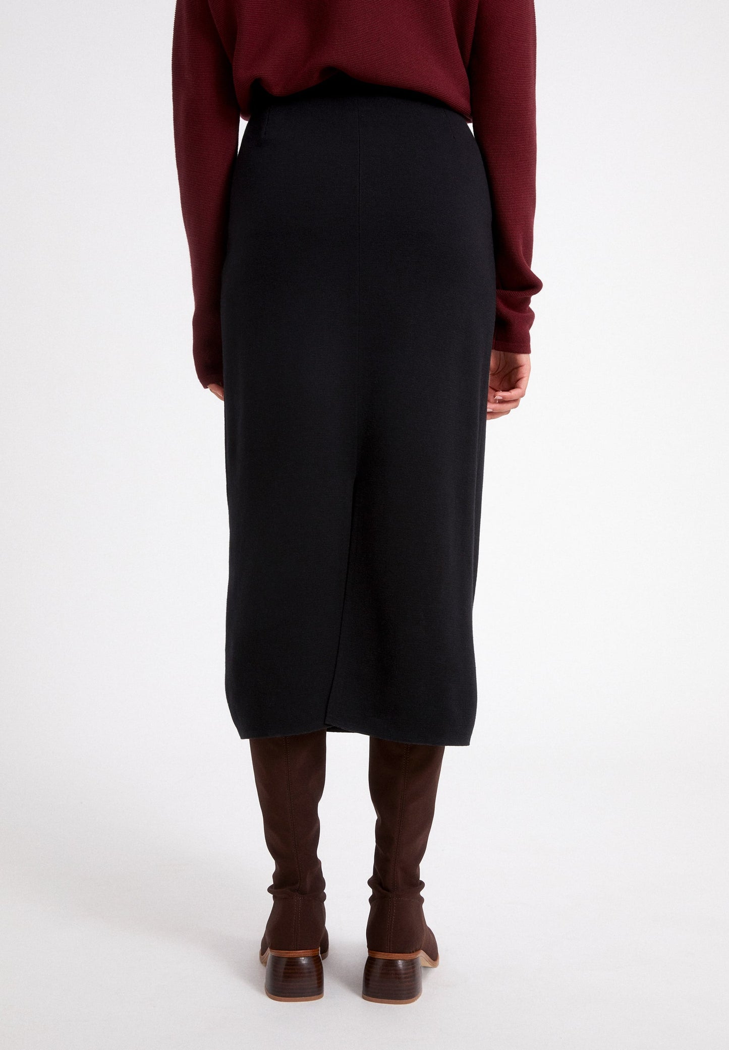Jupe mi-longue noire en tencel et coton bio - MILANAA black